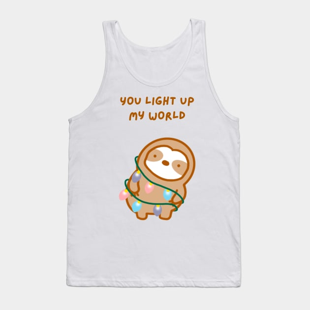 You Light Up My World Christmas Lights Sloth Tank Top by theslothinme